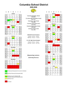 Columbia School District calendar