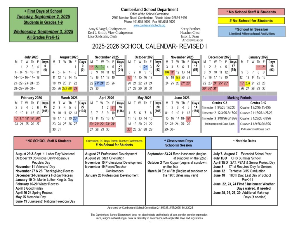 Cumberland School Department 25-26, 1