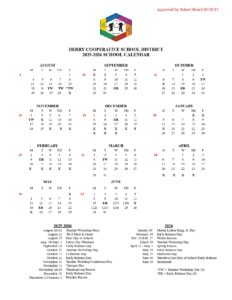 DERRY COOPERATIVE SCHOOL DISTRICT 25-26 calendar