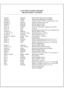 EAST CHINA SCHOOL DISTRICT25-26