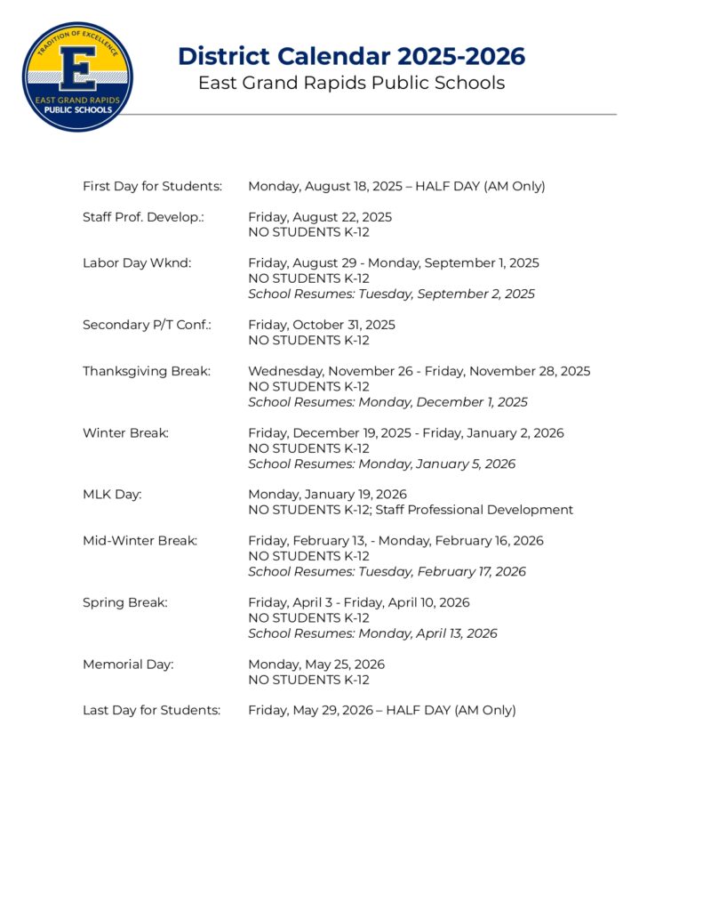 East Grand Rapids Public Schools 25-26