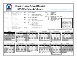 Empire Union School District ca calendar