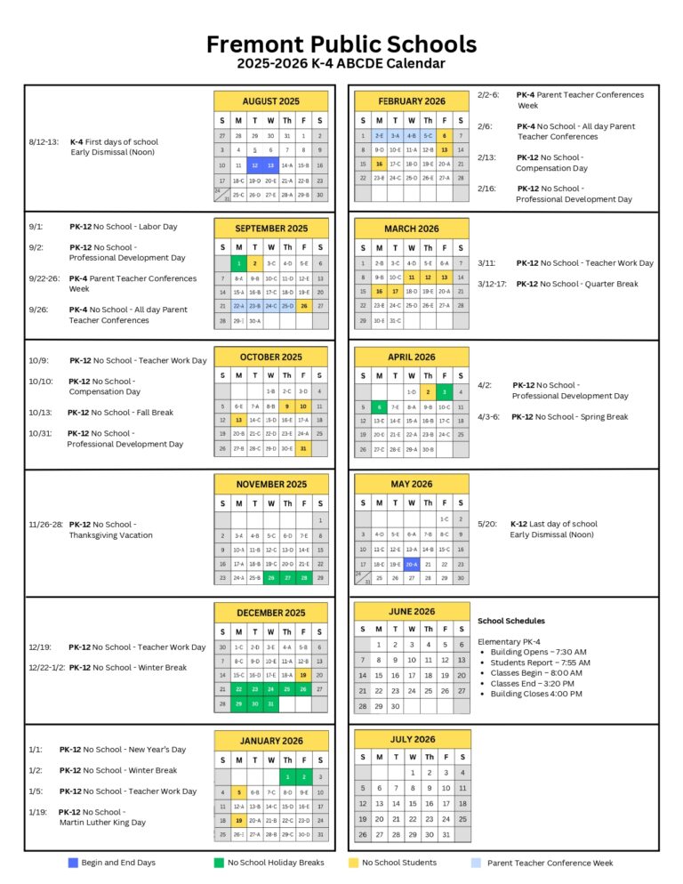 Fremont Public Schools NE Calendar 25 26 Revised pdf EduCounty