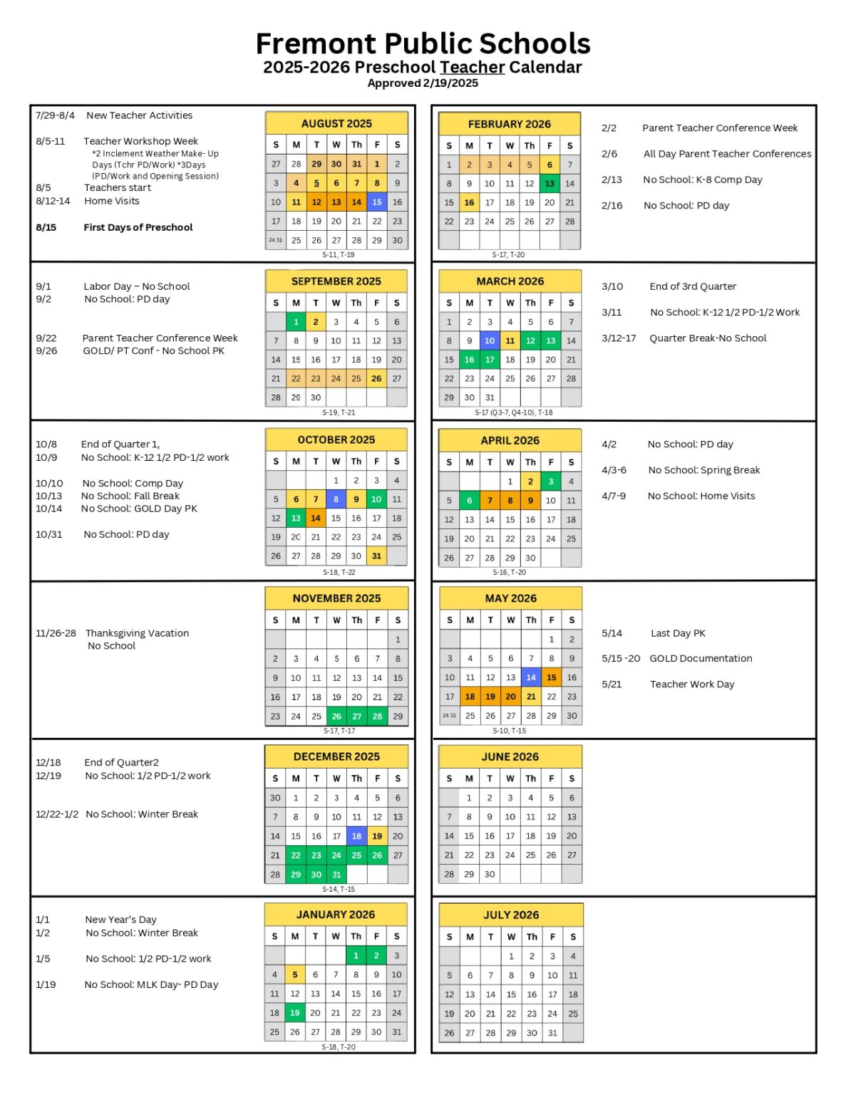 Fremont Public Schools NE Calendar 25-26 Revised [pdf] - EduCounty
