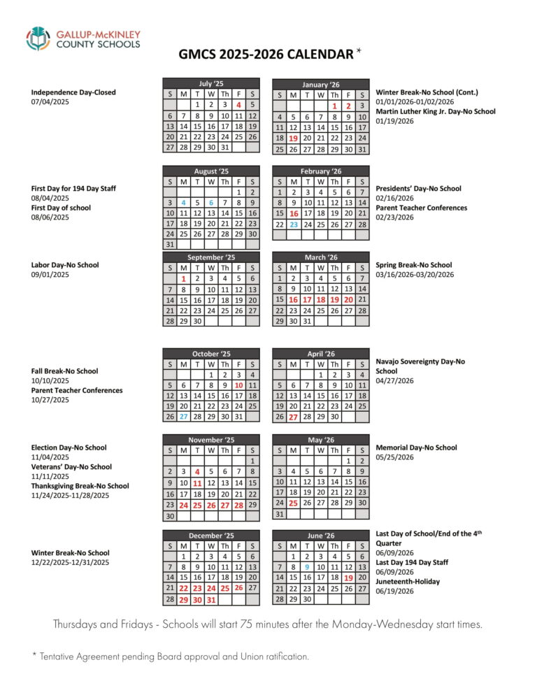 Gallup McKinley County Schools NM Calendar 25 26 Revised pdf EduCounty