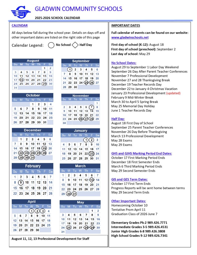 Gladwin Community Schools 25-26 mi