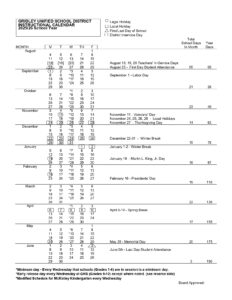 Gridley Unified School District calendar