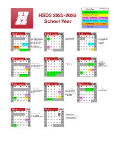 Hamilton School District #3 calendar
