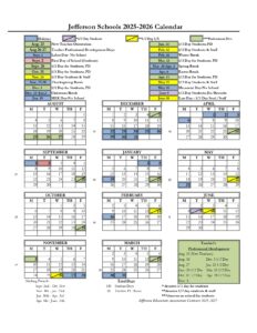 Jefferson School District calendar