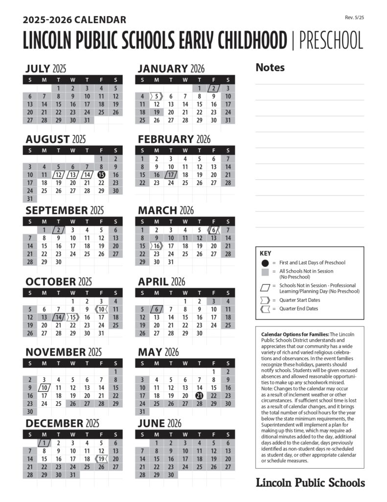 Lincoln Public Schools Early Childhood Preschool 25-26