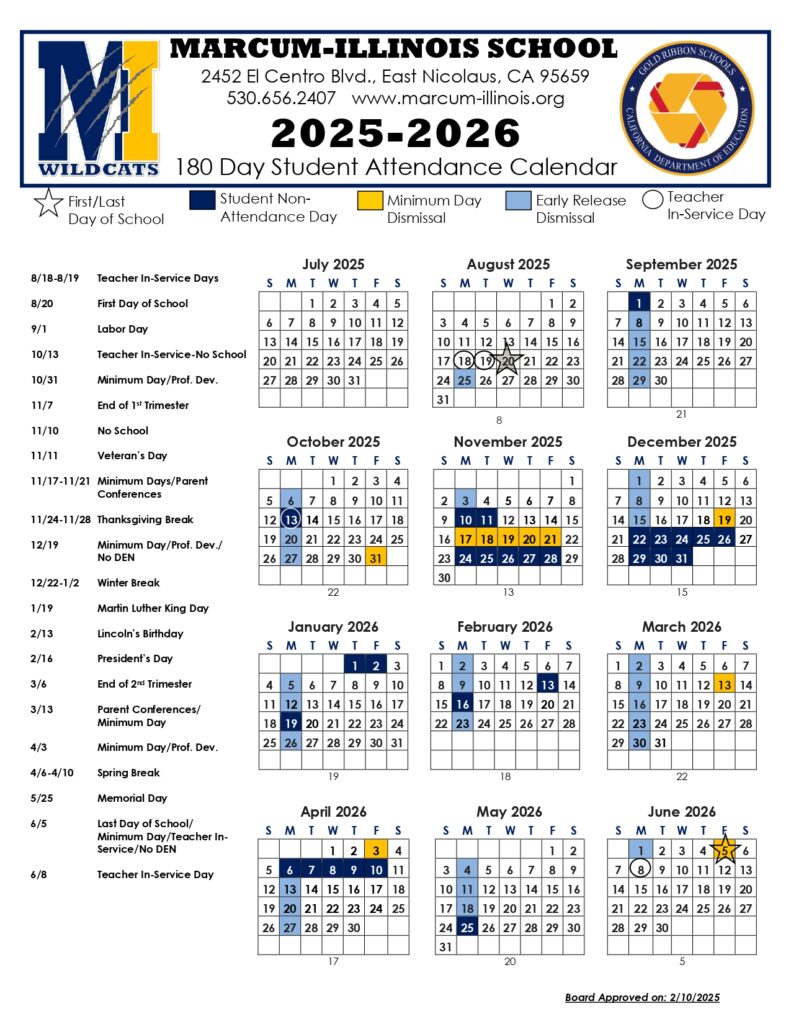Marcum-Illinois Union ESD calendar