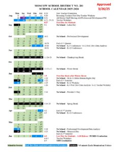 Moscow School District 281 _ calendar