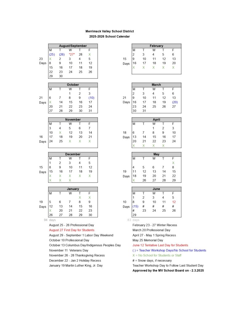 Merrimack Valley School District 25-26