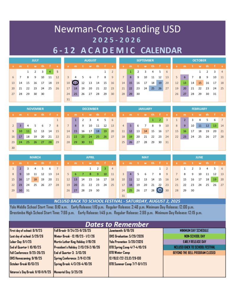 Newman-Crows Landing USD 1 CALENDAR