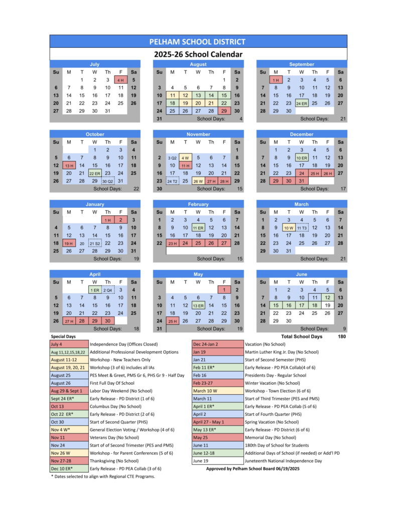Pelham School Calendar 25-26 Final 20250618-1