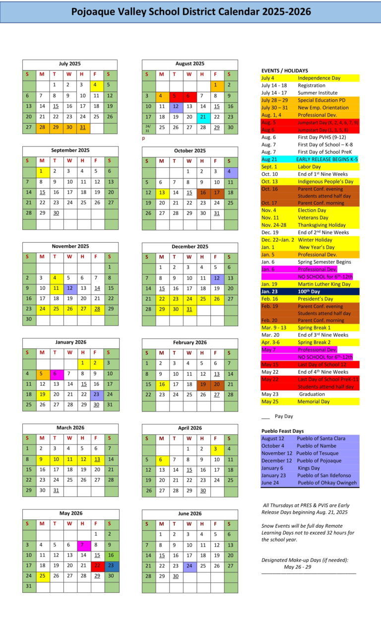 Pojoaque Valley School District NM Calendar 25 26 Revised pdf EduCounty