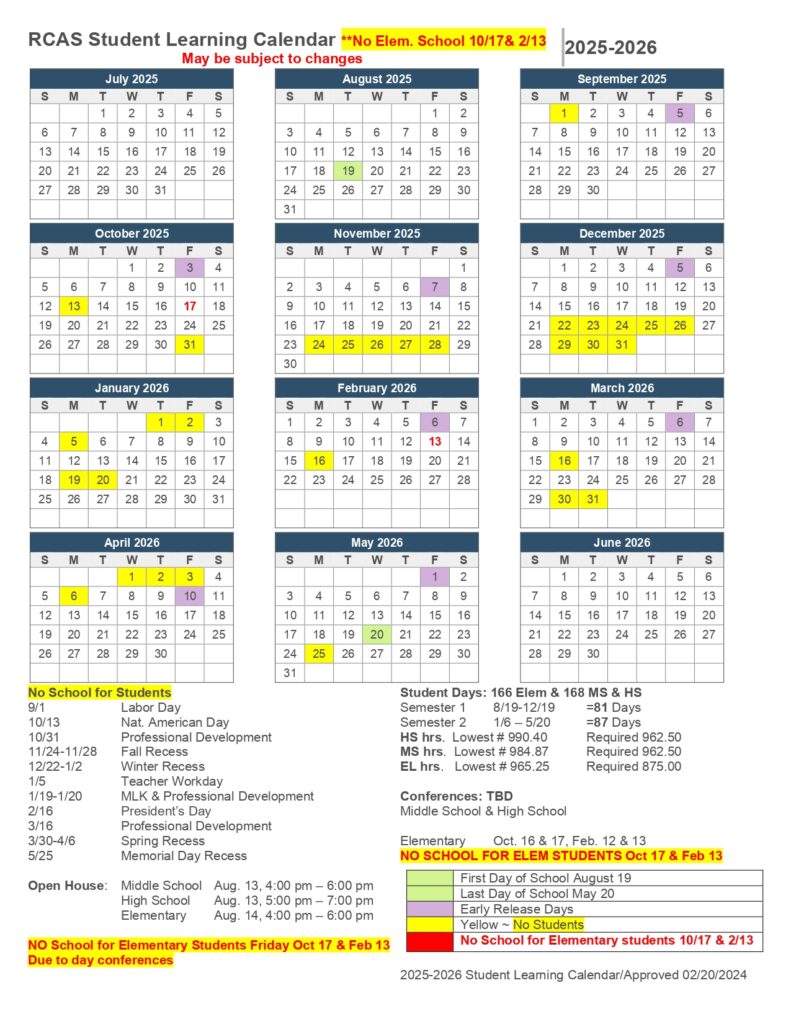 Rapid City Area Schools calendar