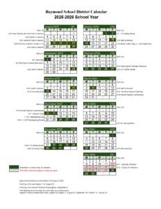 Raymond School District calendar