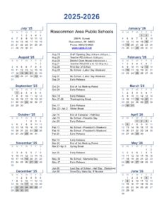 Roscommon Area Public Schools calendar