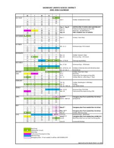 Shoreline Unified School District 25-26 calendar