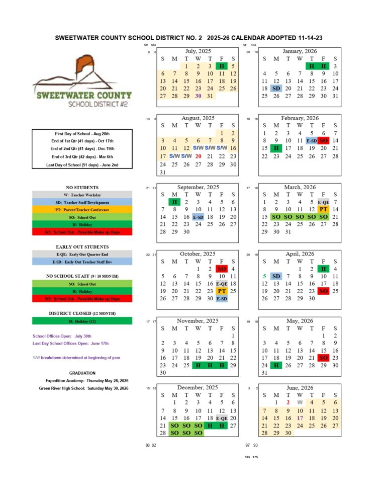 Sweetwater County School District #2 Calendar 25 26 Revised pdf