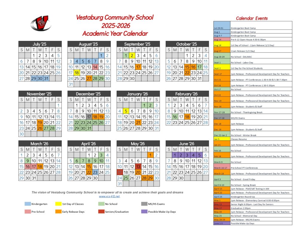 Vestaburg Community School25-26 calendar