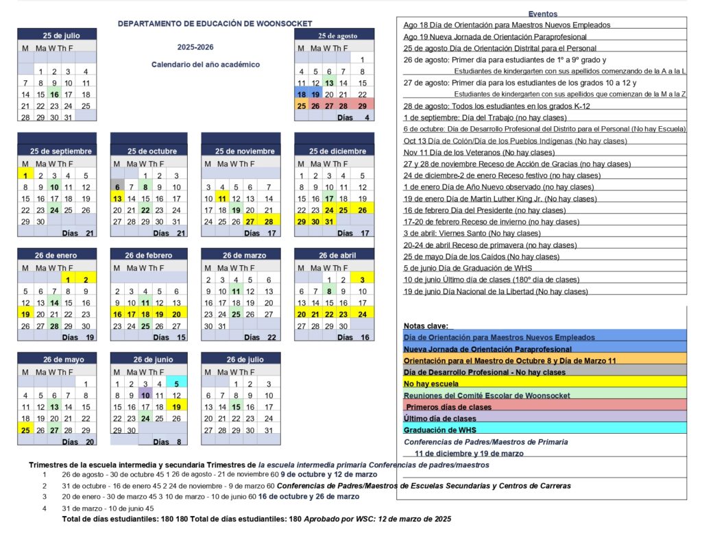 Woonsocket Education Department RI Calendar 25 26 Revised pdf EduCounty
