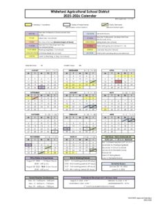 Whiteford Agricultural Schools calendar