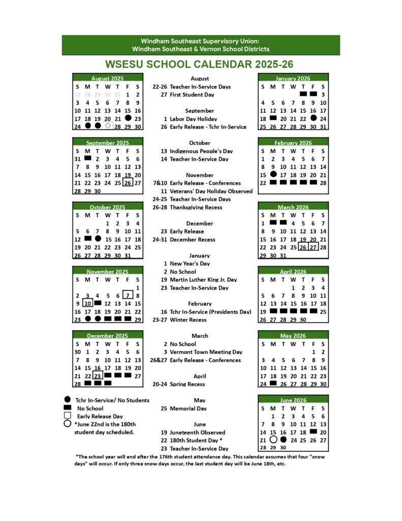 Windham Southeast Supervisory Union 25 26 Calendar Revised EduCounty Windham Southeast Supervisory Union 25 26 Calendar Revised EduCounty