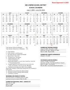 ABC Unified School District calendar