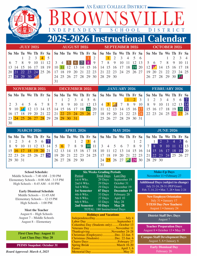 Brownsville ISD School Calendar 25 26 Revised pdf EduCounty
