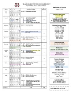 Healdsburg Unified School District calendar