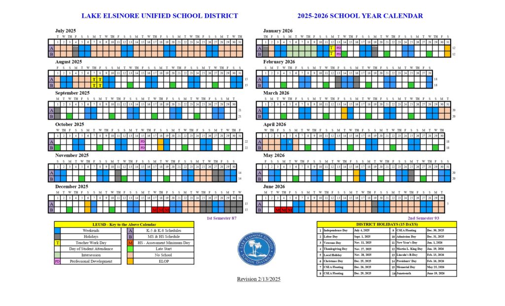 Lake Elsinore Unified School District calendar