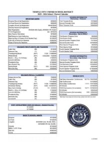 Temple City Unified School District calendar