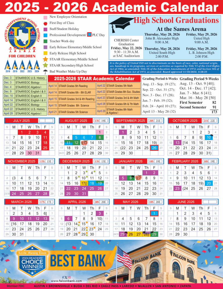 United ISD Calendar 25 26 Revised pdf EduCounty