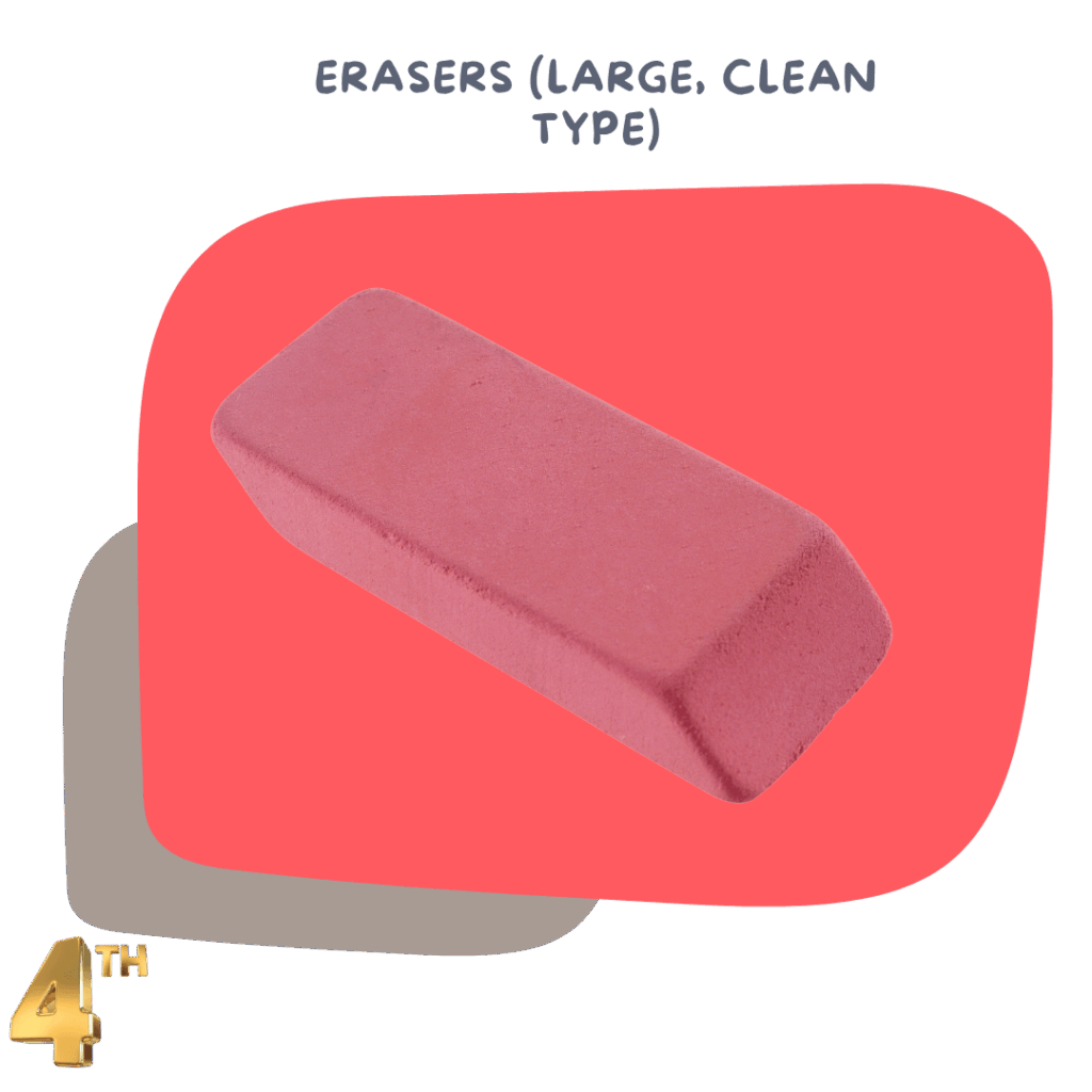 Erasers (large, clean type) – Helps correct mistakes neatly