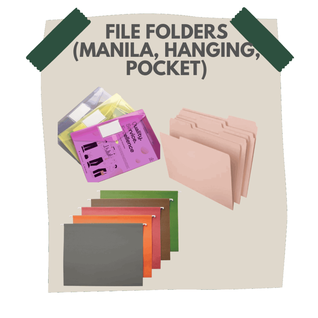File folders (manila, hanging, pocket)