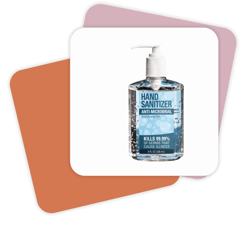 Hand Sanitizer (small bottle) – Keeps hands clean.