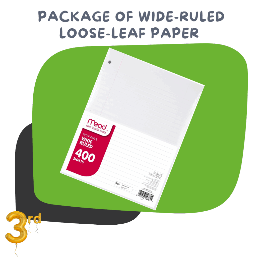 Loose-Leaf Wide-Ruled Paper (1 pack) – For extra assignments and practice work