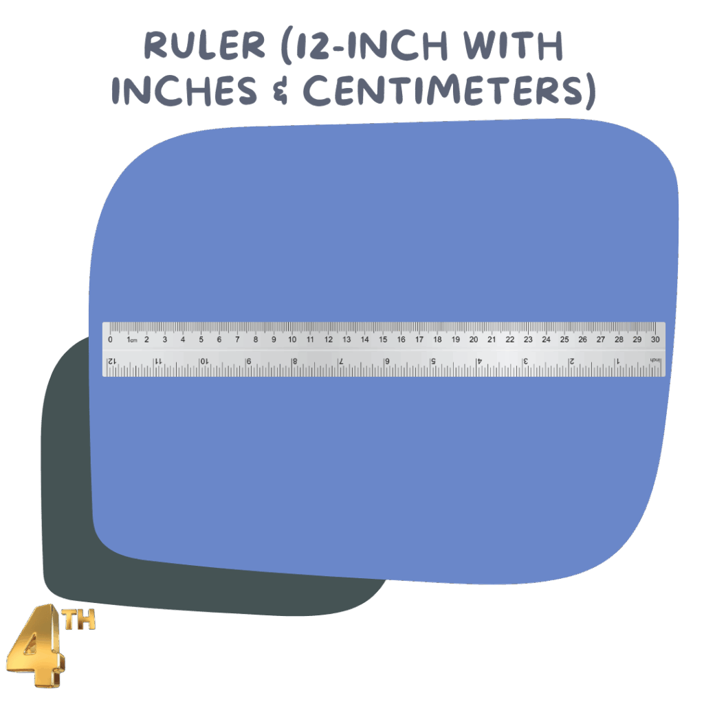 Ruler (12-inch, inches and centimeters) – For measuring and geometry tasks