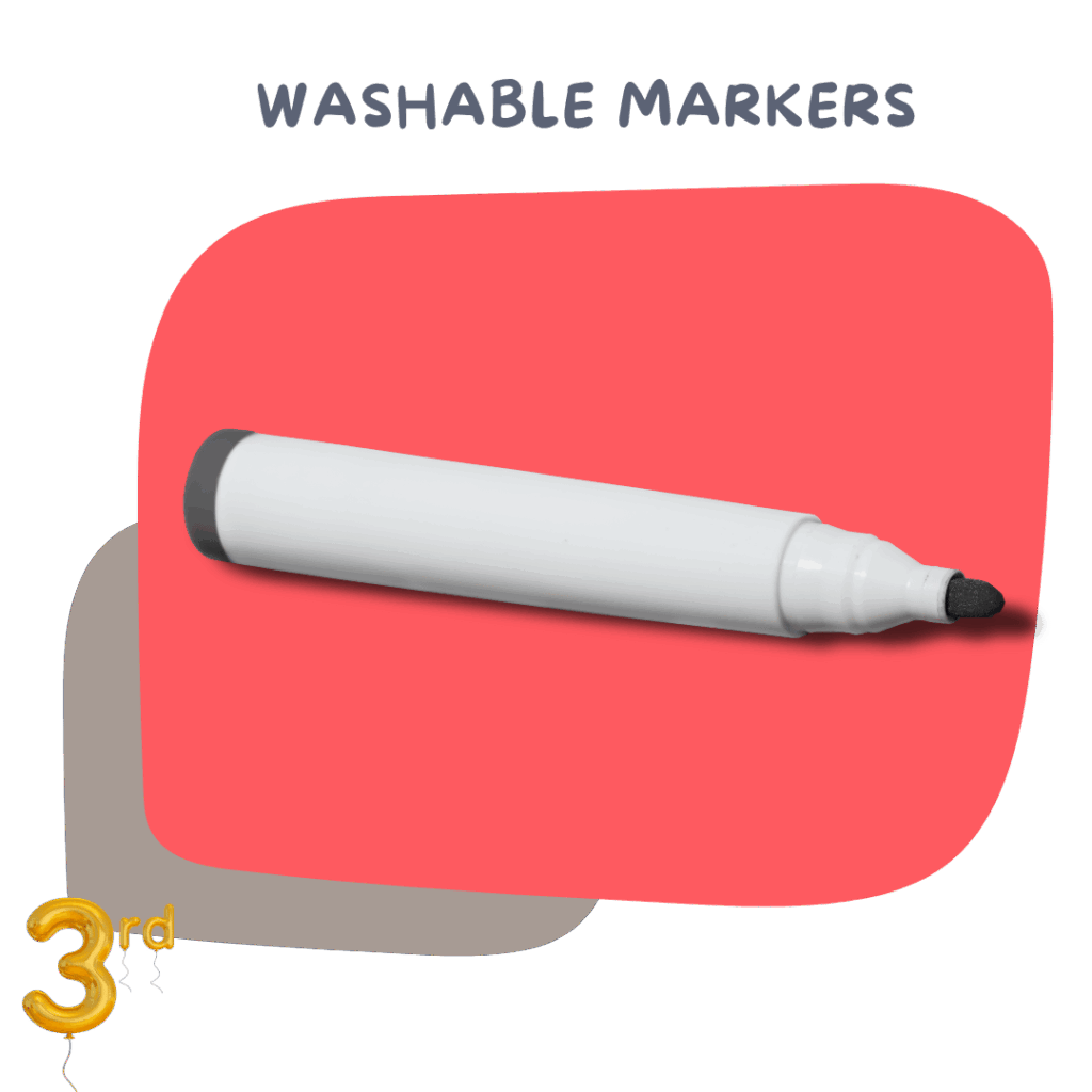 Washable Markers (broad tip, classic colors) – Great for posters and group activities