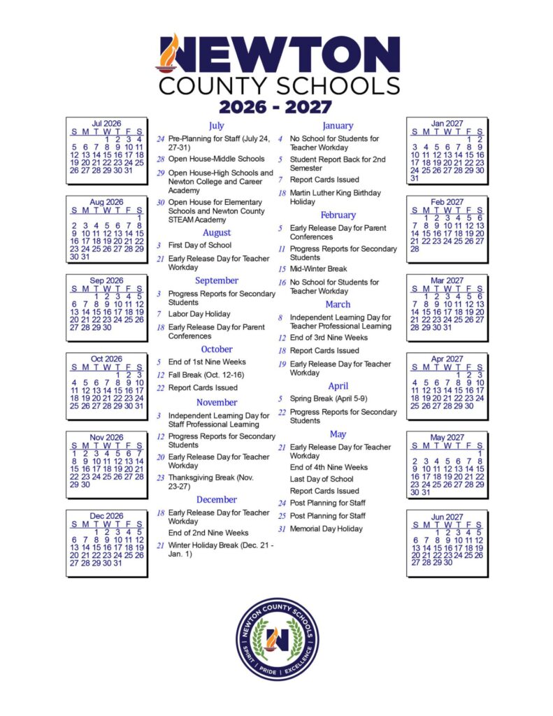 Newton County Schools Calender 2026-27
