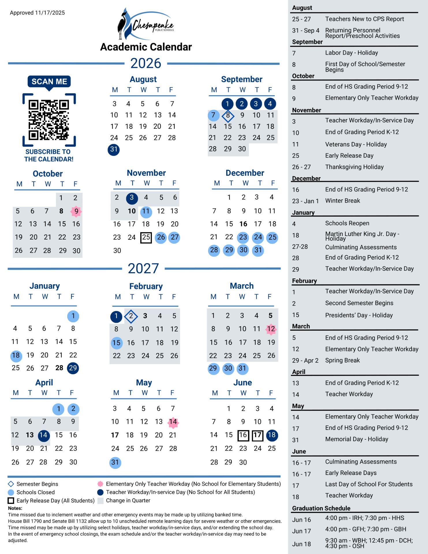 Chesapeake Public Schools Calendar 26-27 [pdf]