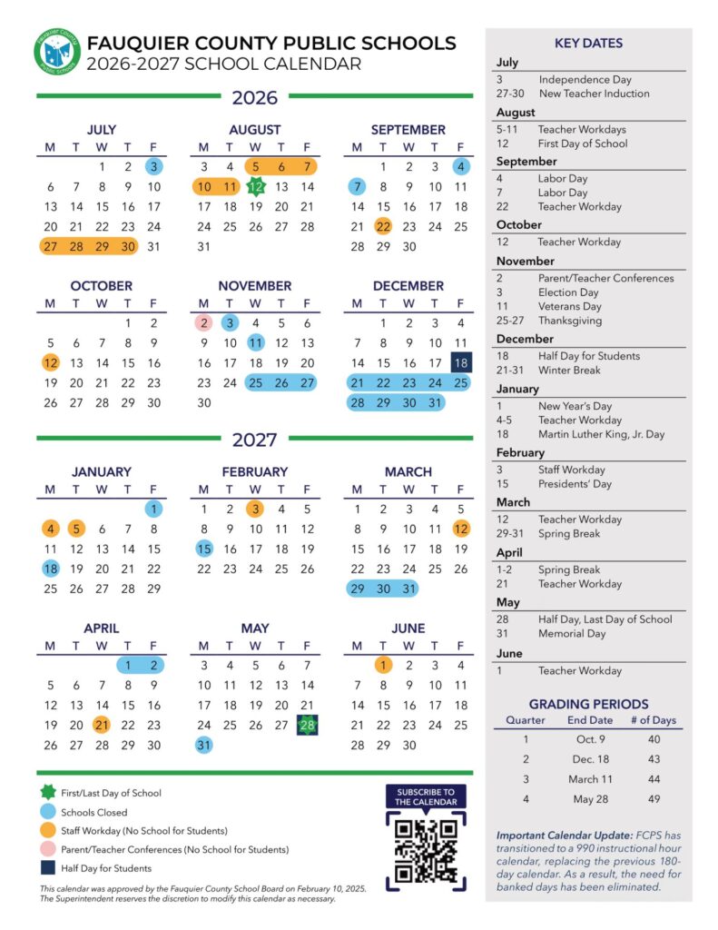 Fauquier County Public Schools Calendar 2026-27