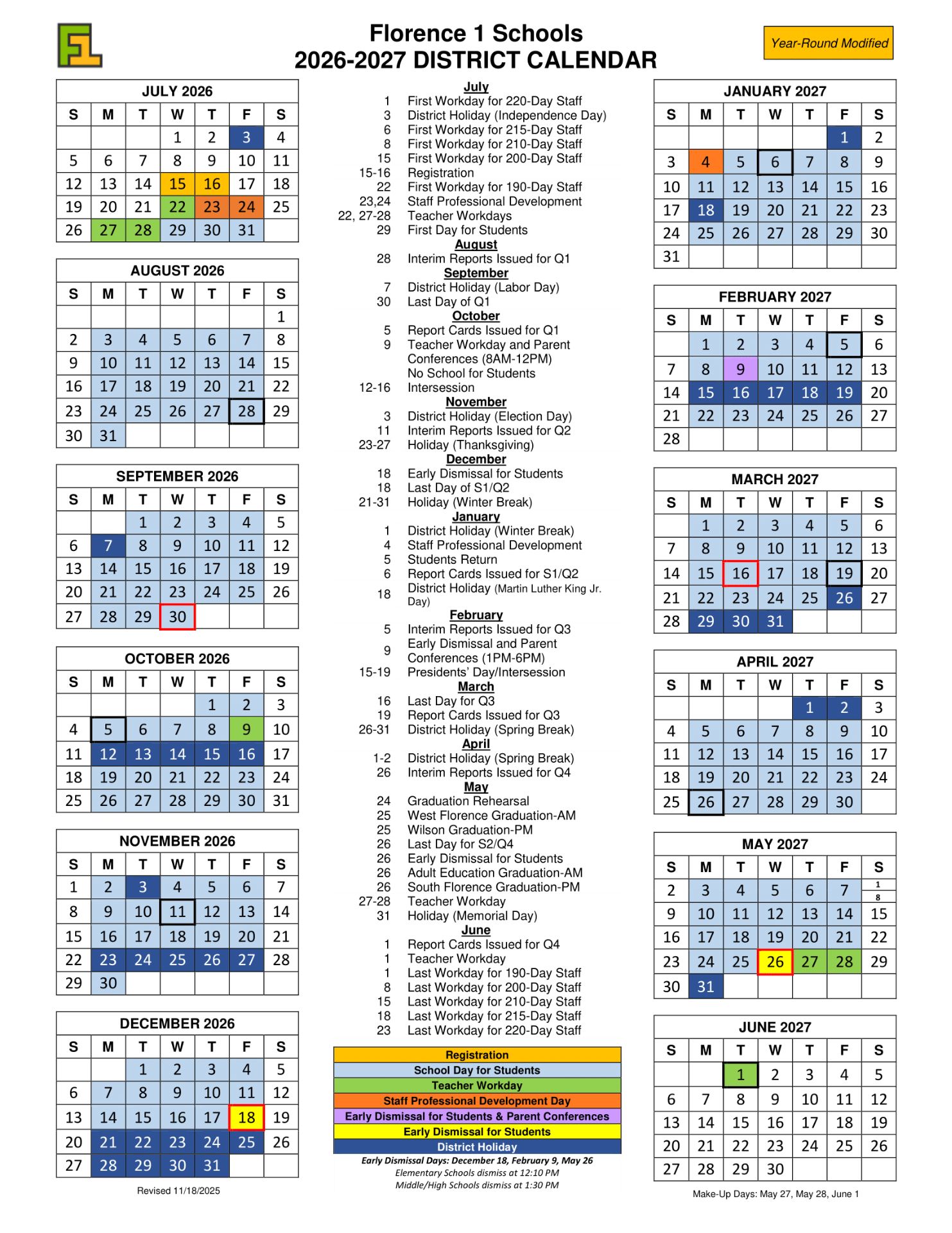 Florence 1 Schools Calendar 26-27 [PDF]