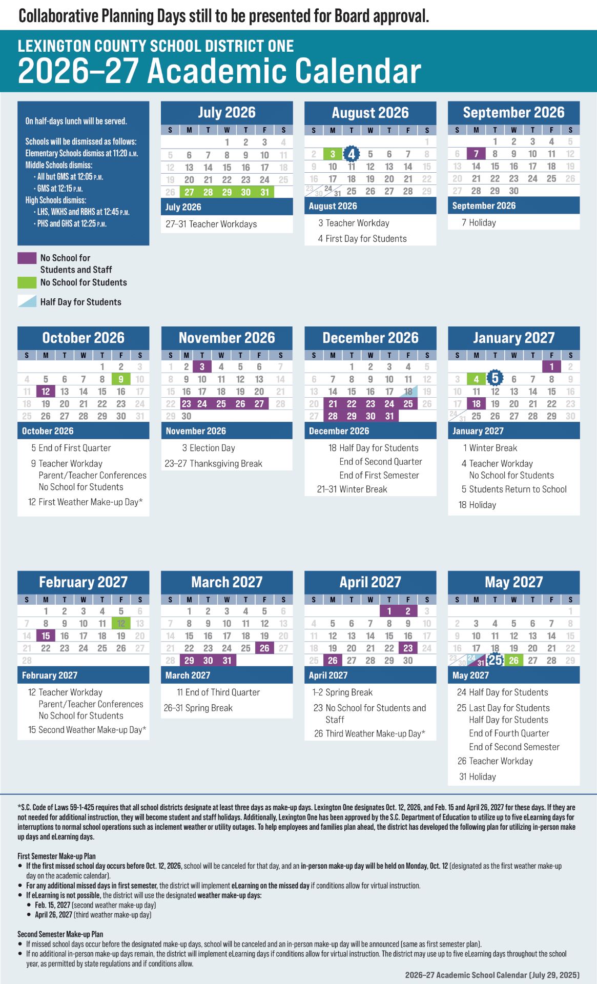 Lexington School District Two Calendar 25-26 [PDF]