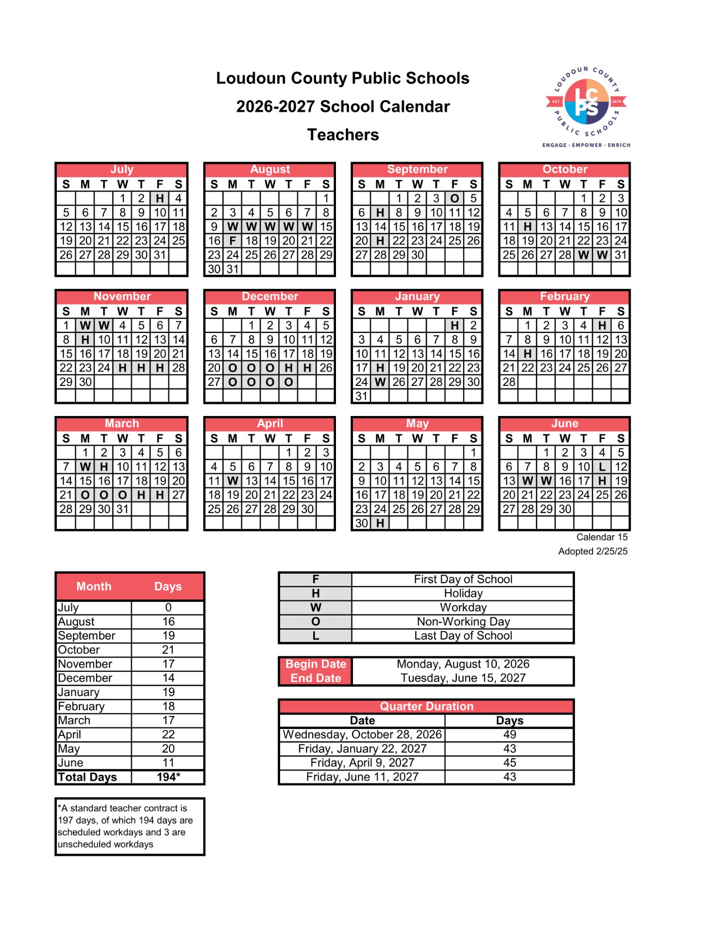 Loudoun County Public Schools va Calendar 26-27 [pdf]