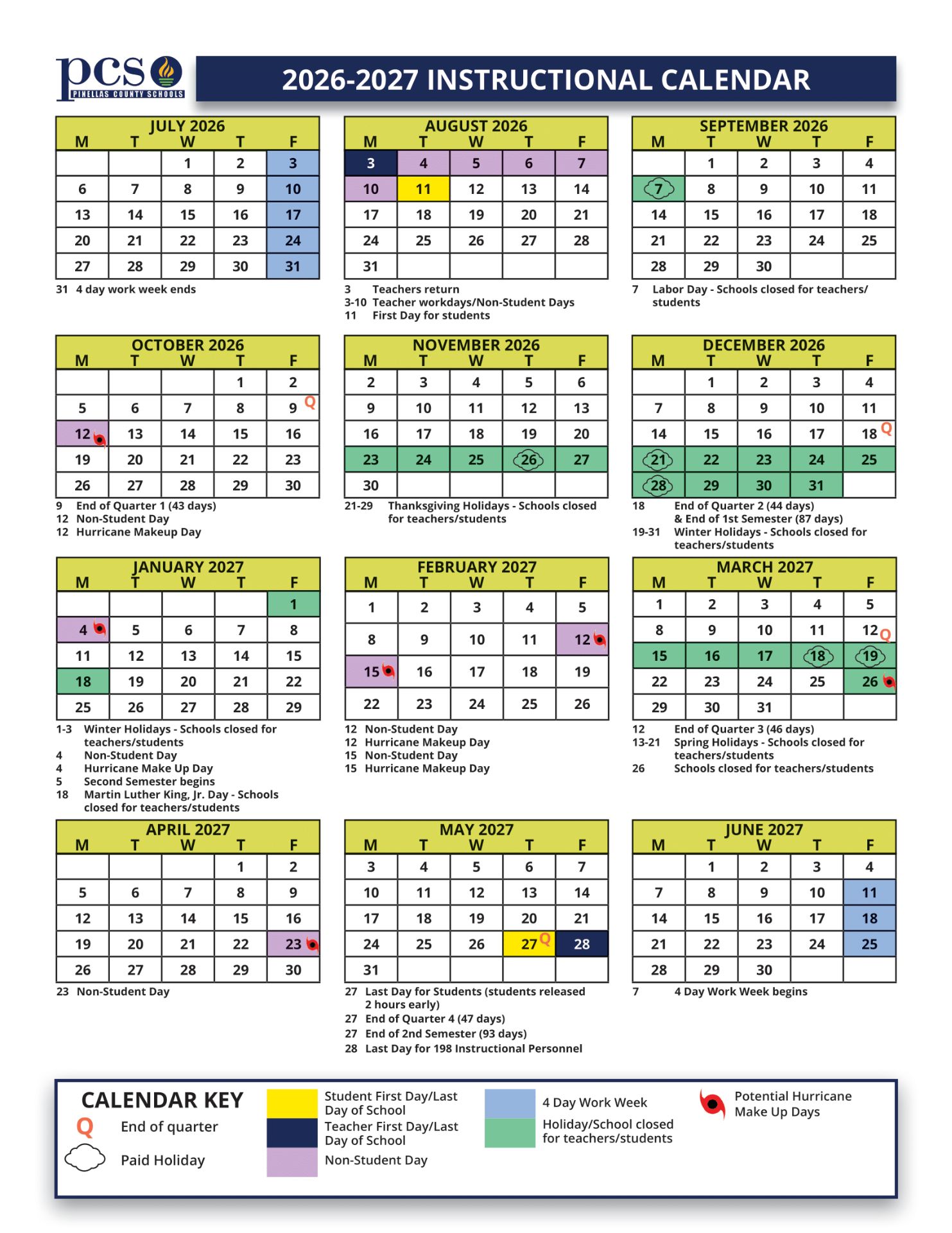 Pinellas County Schools Calendar 26 27 Updated (PDF)