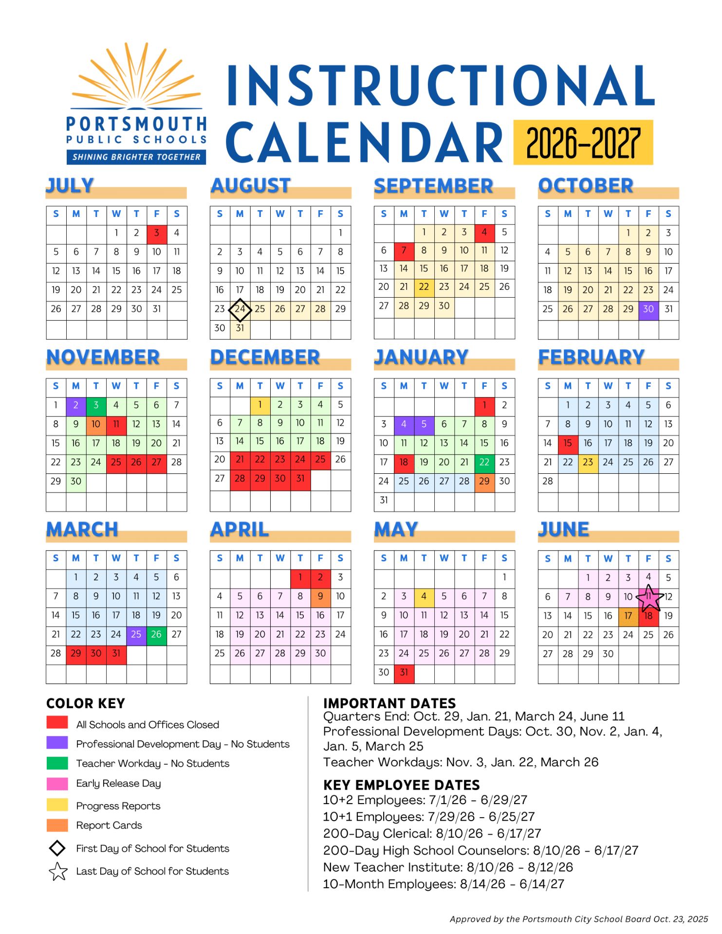 Portsmouth City Public Schools va Calendar 26-27 [pdf]