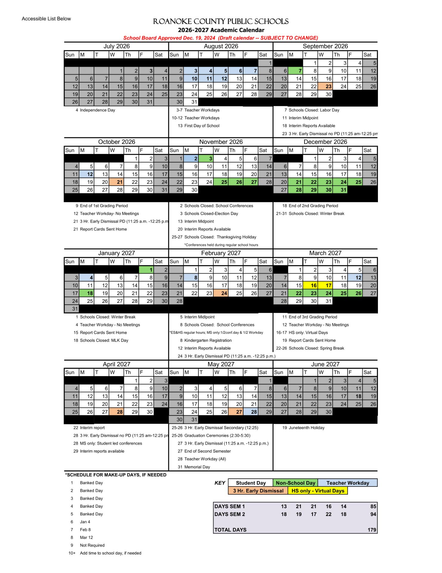 Roanoke County Public Schools va Calendar 26-27 [pdf]